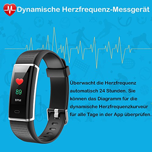 YAMAY Fitness Armband,Wasserdicht IP68 Fitness Tracker mit Pulsmesser